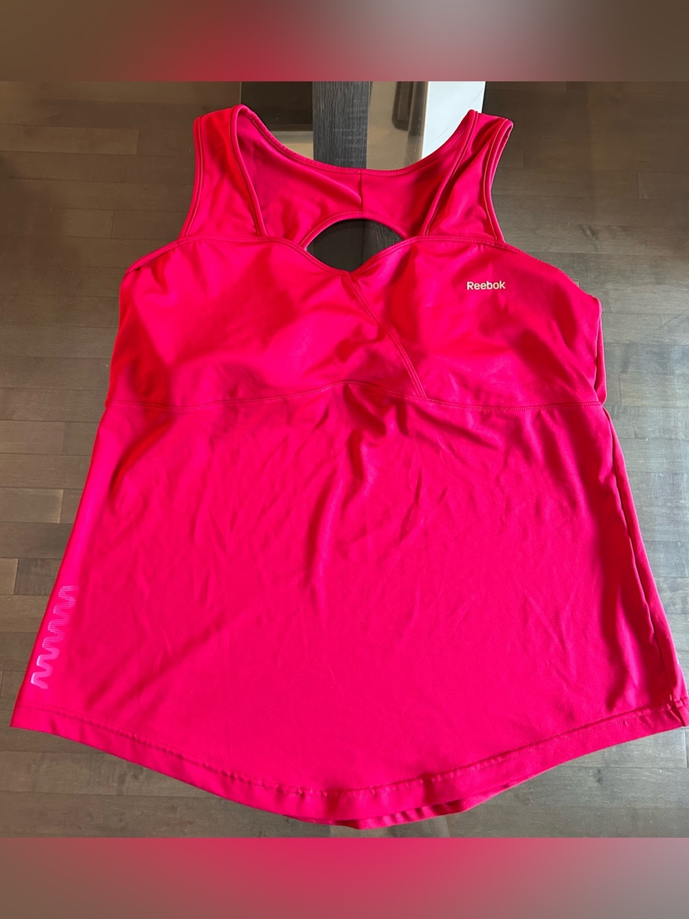 Reebok PlayDry Activewear Racerback Tank – Fuchsia with Built-In Shelf Bar